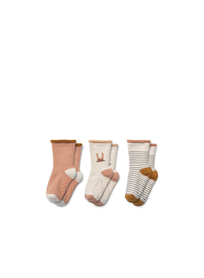 Eloy Baby Socks 3-Pack - Bunny / Sandy mix - Liewood