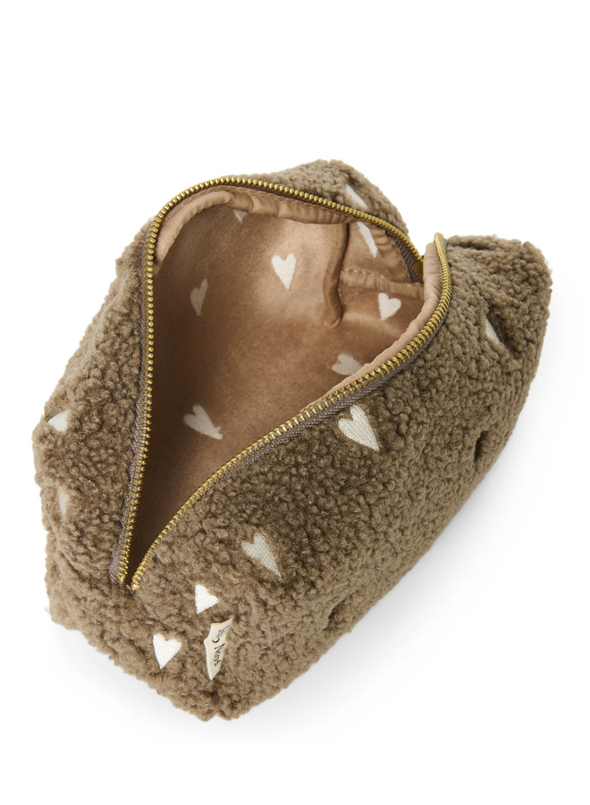 Brown Teddy Hearts Pouch - Studio Noos