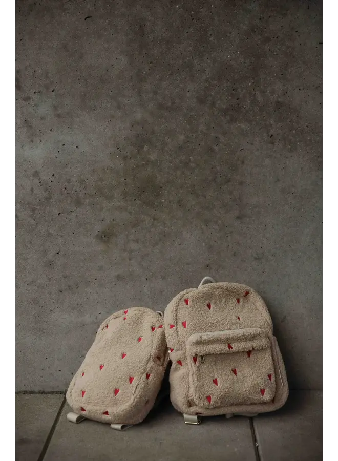 Midi Teddy Rugzakje - Ecru Hearts - Studio Noos