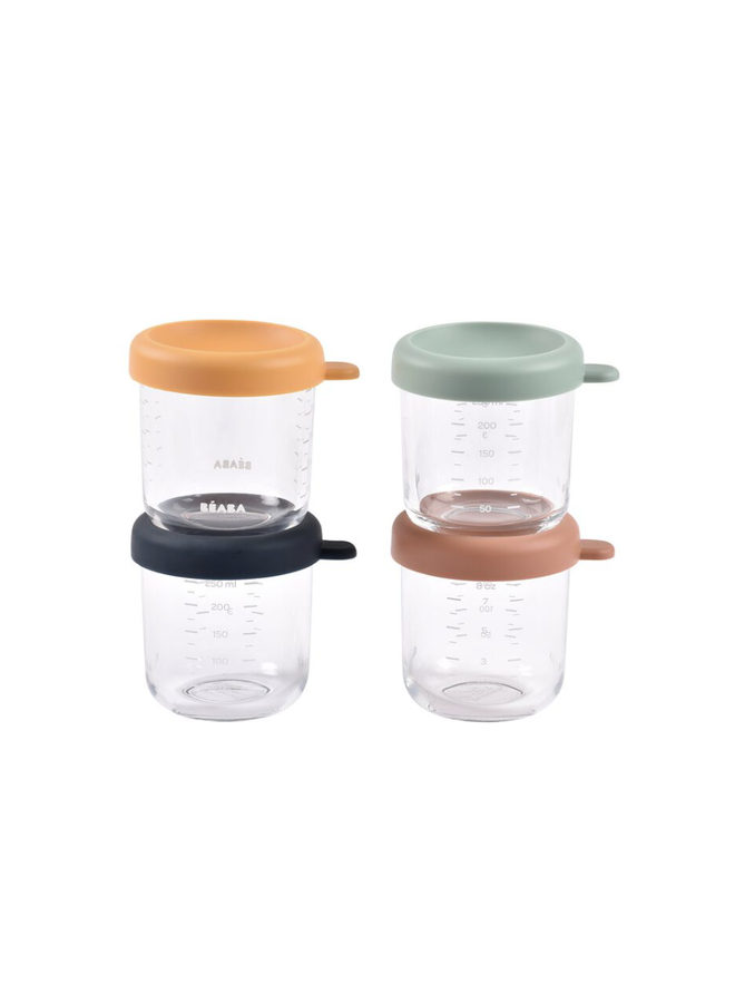 Set van 4 Glazen Bewaarpotjes 250ml - Sunrise - Beaba