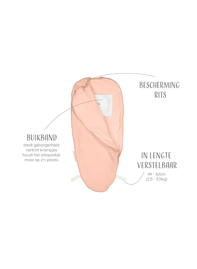 Inbakerslaapzak Piep 0-3M - Teddy - Peach - Puckababy