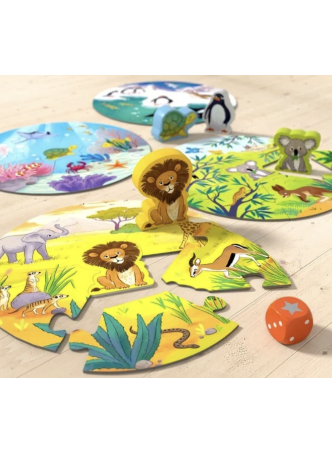 Game meets Puzzle - Waar wonen de leeuw en zijn dierenvriendjes? - Haba