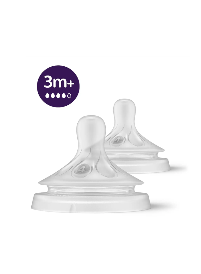 Natural 3.0 Zuigspeen 3M+ 4 gaatjes - Set van 2 - Avent