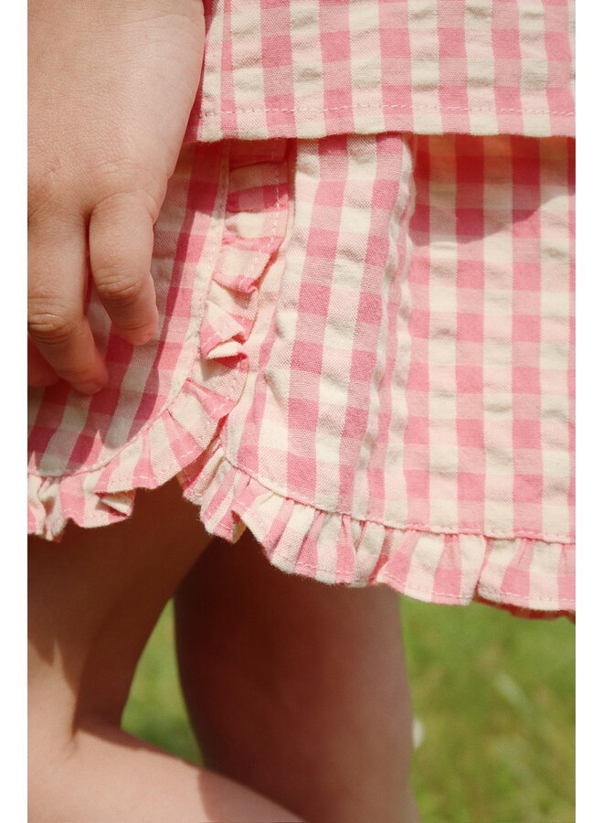 Kim Frill Shorts Gots - Flamingo Plume Check - Konges Slojd