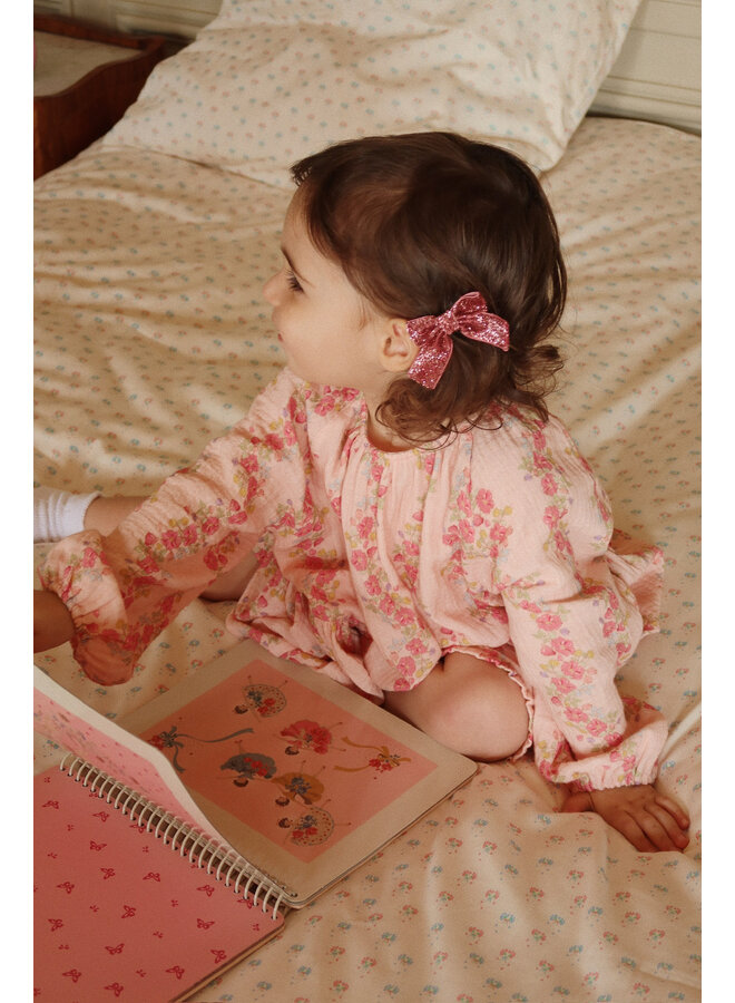 4 Pack Glitter Bow Hair Clips - Pink Mix - Konges Slojd