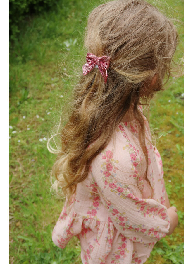 4 Pack Glitter Bow Hair Clips - Pink Mix - Konges Slojd