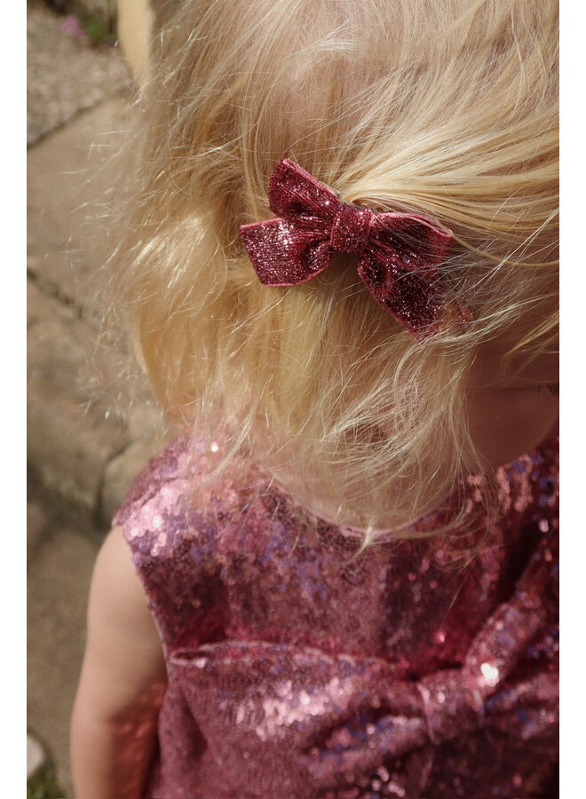 4 Pack Glitter Bow Hair Clips - Pink Mix - Konges Slojd