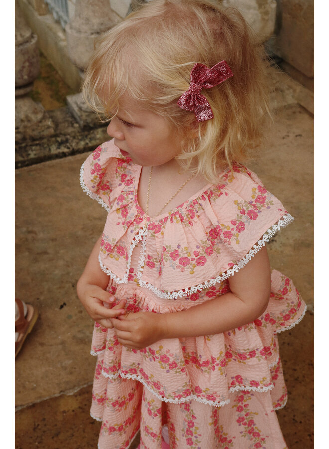 4 Pack Glitter Bow Hair Clips - Pink Mix - Konges Slojd