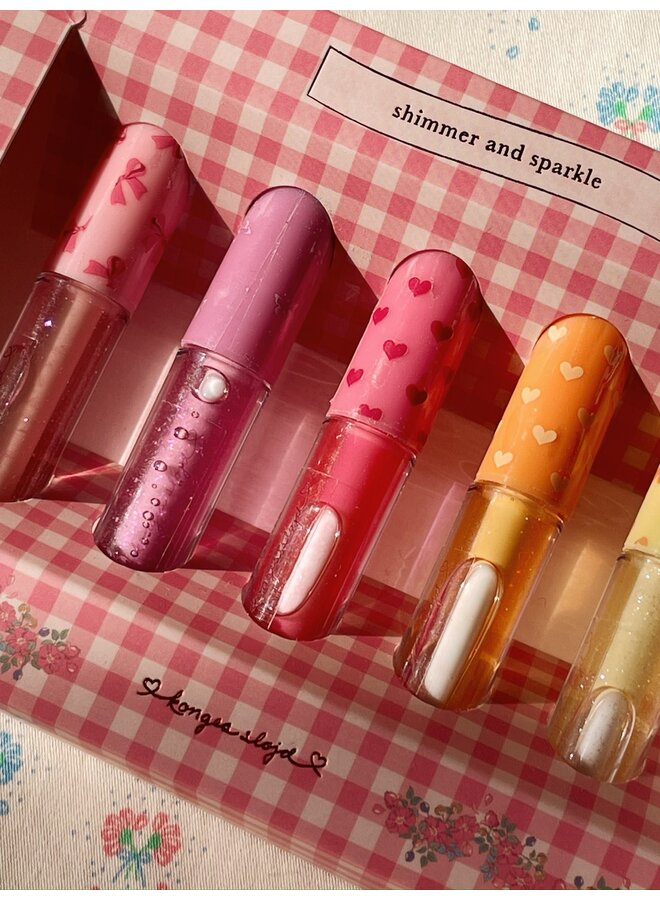 Glitter Lip Gloss 5 Pcs - Multi - Konges Slojd