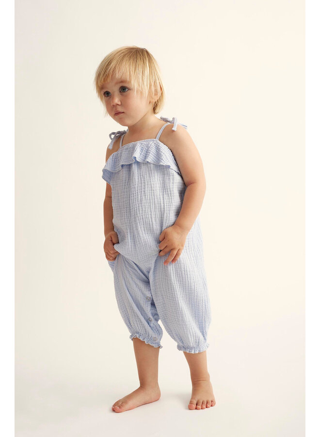 Soft gauze baby jumpsuit - sky blue - My Little Cozmo