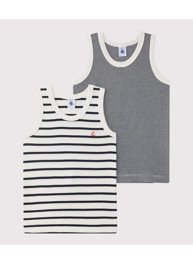 Set van 2 hemdjes met fijne strepen in katoen - Petit Bateau