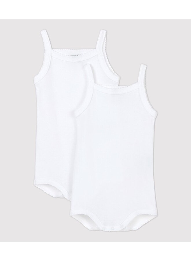2 pack babybody zonder mouwen - wit - Petit Bateau