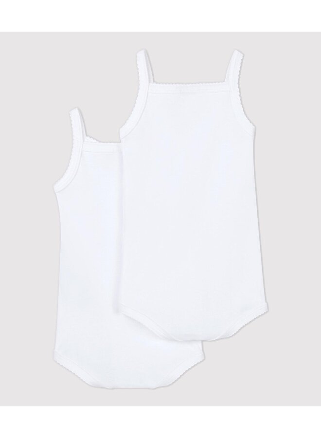 2 pack babybody zonder mouwen - wit - Petit Bateau
