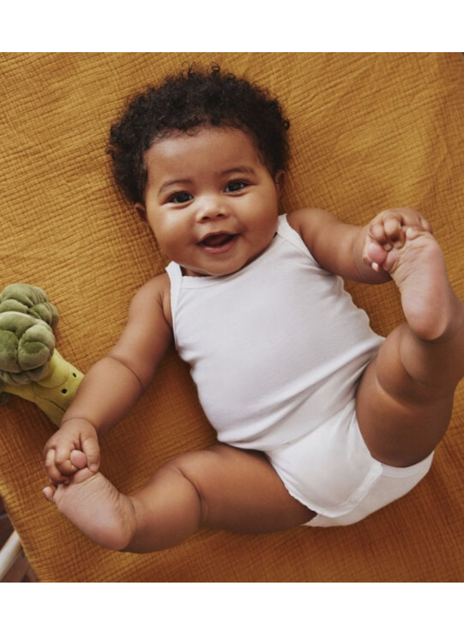 2 pack babybody zonder mouwen - wit - Petit Bateau