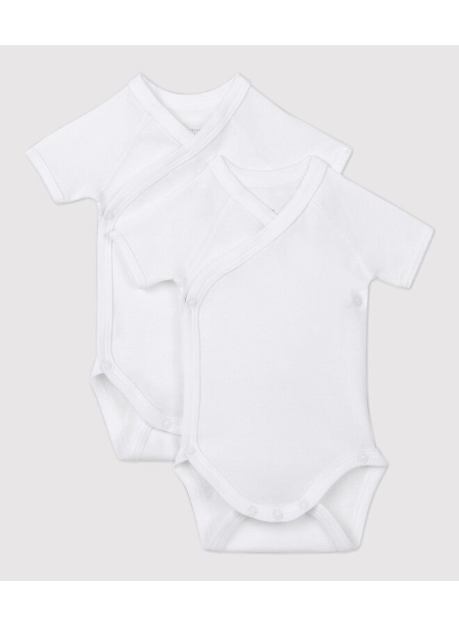Set van 2 overslagbody's met korte mouwen - wit - Petit Bateau