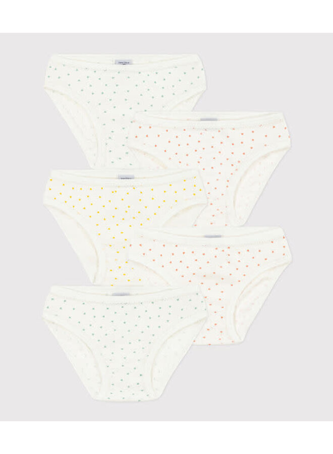 Set van 5 meisjesslips met minihartjes in katoen - Petit Bateau