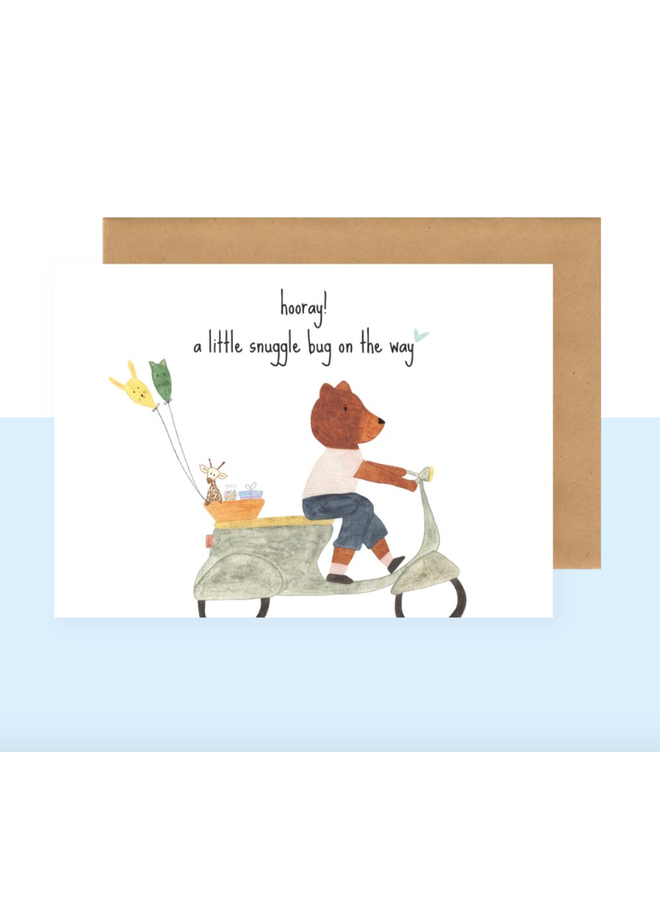 Postkaart - Hooray a little snuggle bug on the way- Studio Bertha