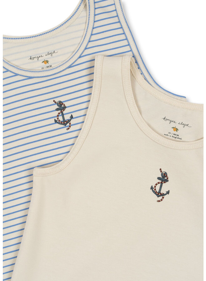 Basic 2 Pack Tanktop Gots - Stripe Provence Mix - Konges Slojd