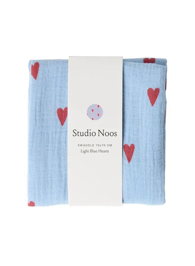 Tetradoek - 70x70 - Light Blue Hearts - Studio Noos