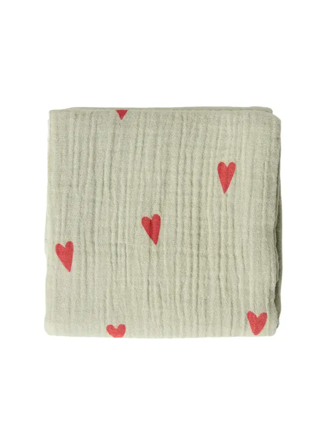 Tetradoek - 70x70 - Sage Green Hearts - Studio Noos
