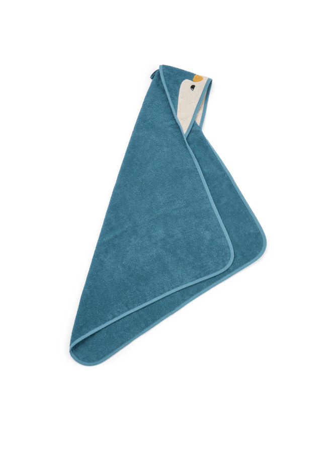 Albert Penguin Hooded Towel - Ocean - Liewood