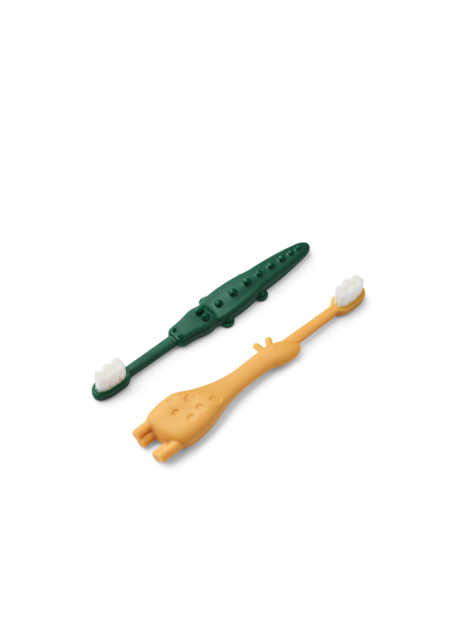 Fabio All Together Toddler Toothbrush - Yellow mellow / Garden green - Liewood