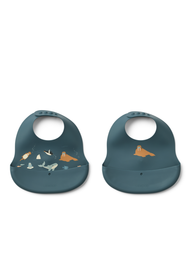 Ember Printed Bib 2-pack - Arctic Sea / Ocean view - Liewood