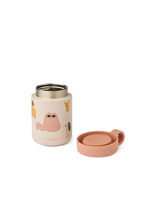 Kiani Printed Food Jar - Cats and Dogs / Sandy - Liewood