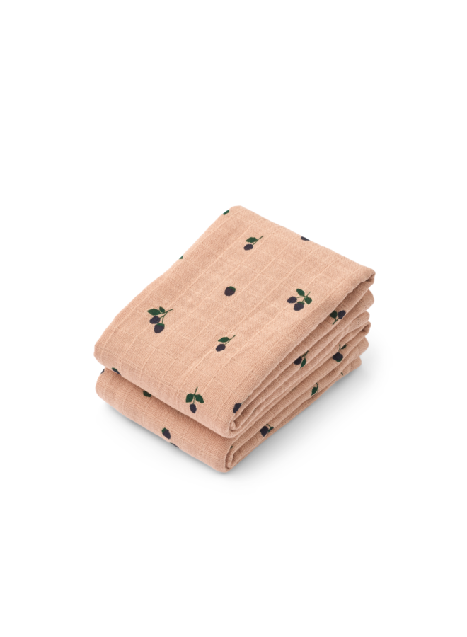 Lewis Muslin Cloth 2-Pack - Mini Berry / Pale tuscany - Liewood