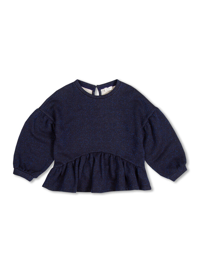 Ruffle Sweater - Blue Lurex - Petit Blush