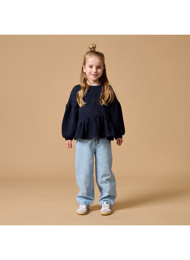 Ruffle Sweater - Blue Lurex - Petit Blush