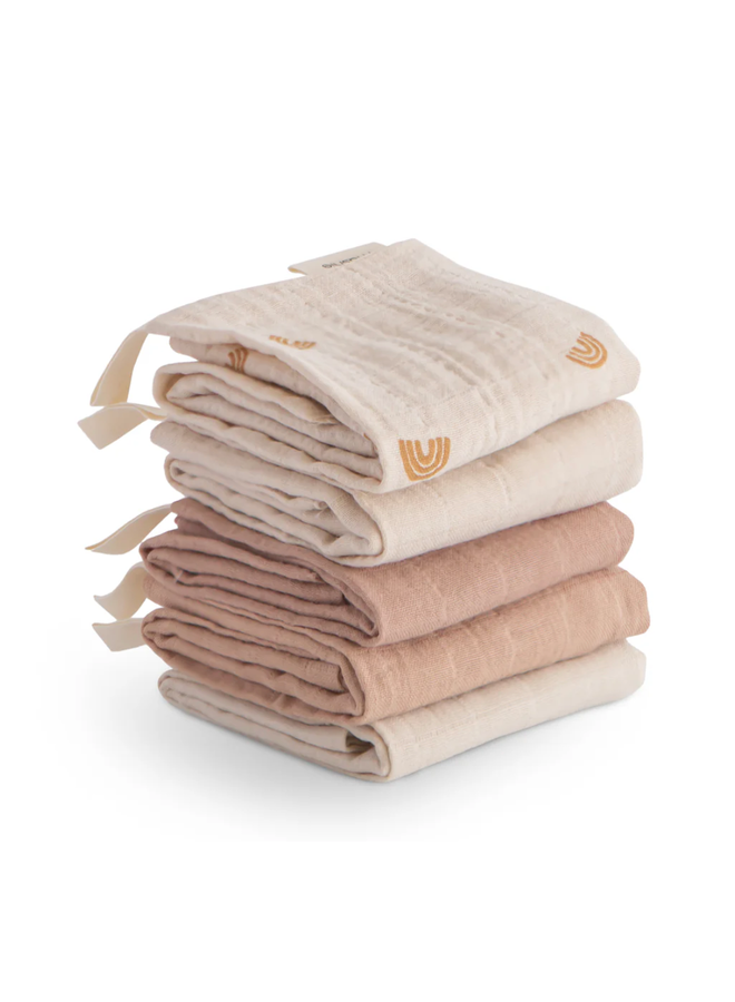 Cotton Washcloths 5 Pack - Rainbow - Mushie