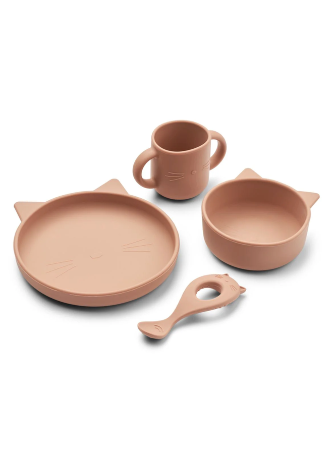 Vivi Silicone Tableware Set - Cat Rose - Liewood
