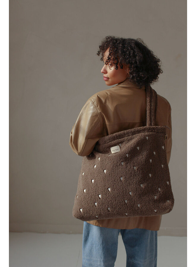 Diaper Bag - Brown Teddy Hearts - Studio Noos
