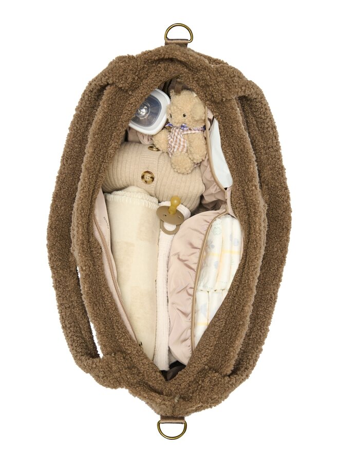 Diaper Bag - Brown Teddy Hearts - Studio Noos