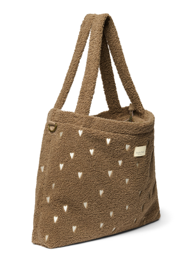 Diaper Bag - Brown Teddy Hearts - Studio Noos