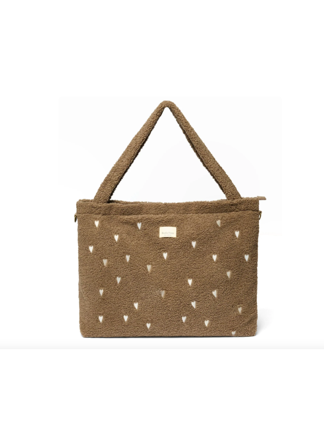 Diaper Bag - Brown Teddy Hearts - Studio Noos