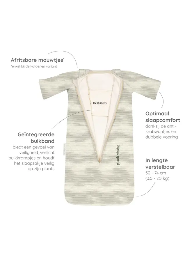 Slaapzak Newborn - Cotton - Green Stripes - Puckababy