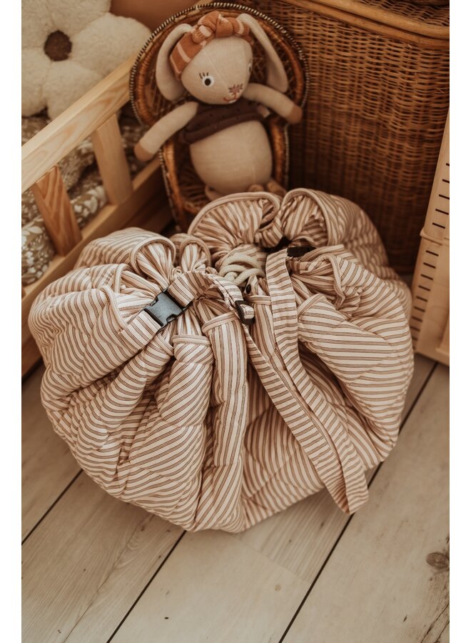 Babymat & Opbergzak - Organic Soft - Stripes Brown - Play & Go