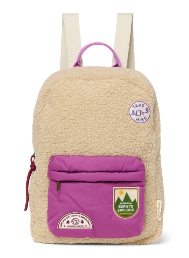 Teddy Midi Backpack - Ecru/Purple - Studio Noos