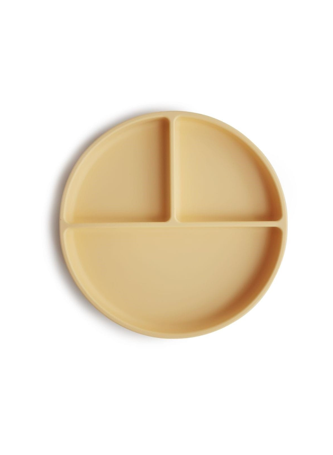 Siliconen bord met verdeelvakjes en zuignap - Pale Daffodil - Mushie