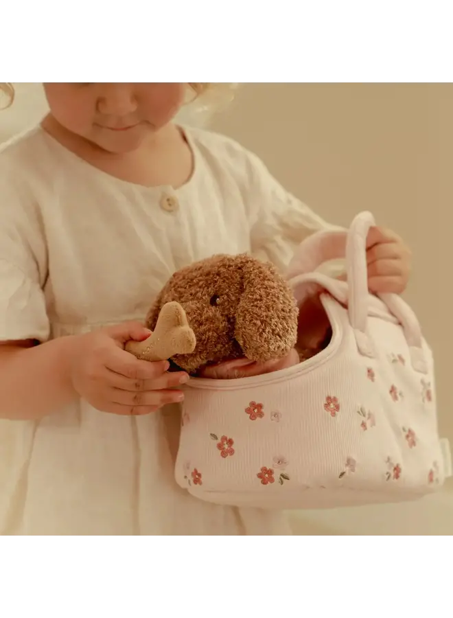 Knuffelhond Jackie in tas - Little Dutch