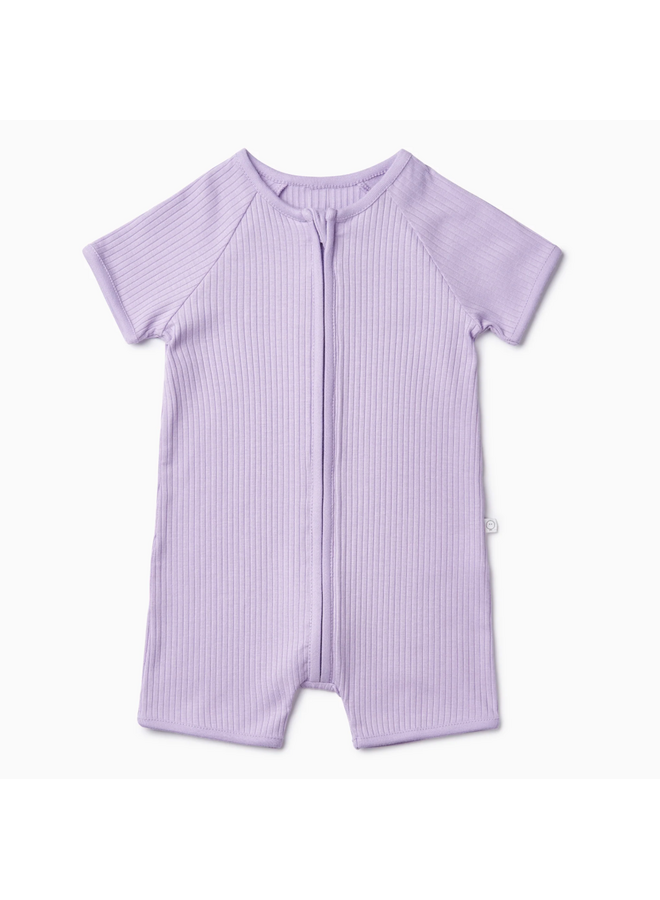 Summer Sleepsuit Rib Two Way Zip Up - Lila - Mori