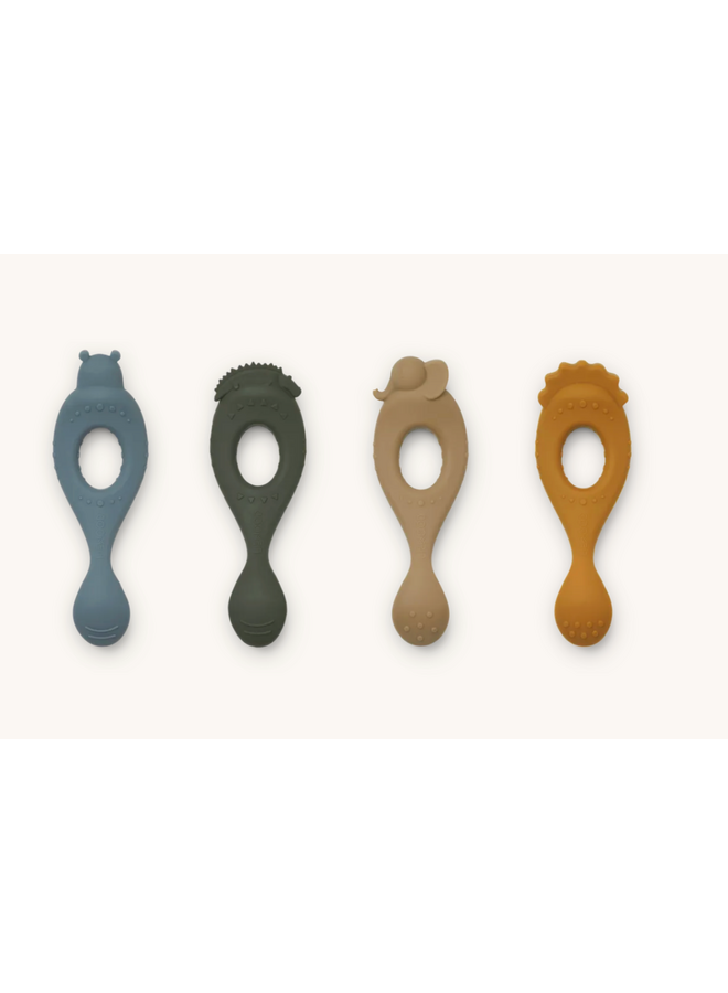 Liva Silicone Spoon 4-Pack - Safari Blue Multi Mix - Liewood