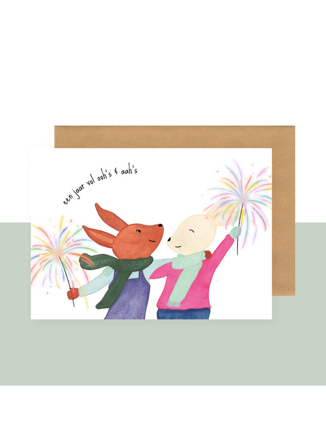 Postkaart - Jaar vol oohs en aahs - Studio Bertha