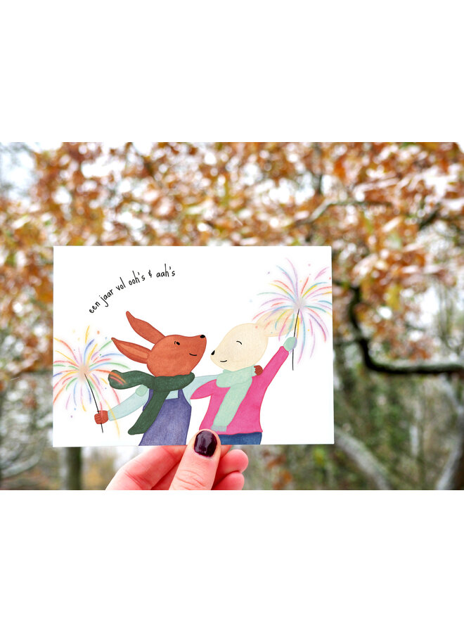 Postkaart - Jaar vol oohs en aahs - Studio Bertha