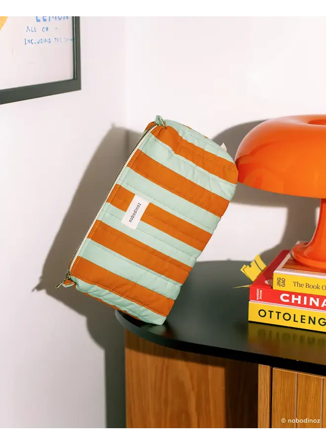 Waterproof Toilettas Stories - Green Orange Stripes - Nobodinoz