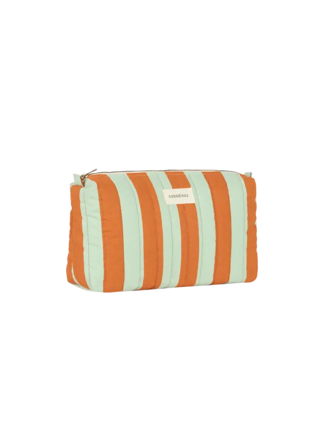 Waterproof Toilettas Stories - Green Orange Stripes - Nobodinoz