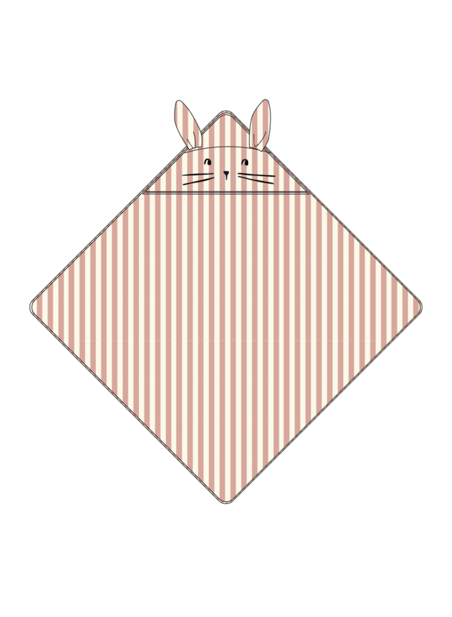 Albert Hooded Towel - Coral blush / creme de la creme stripe - Liewood