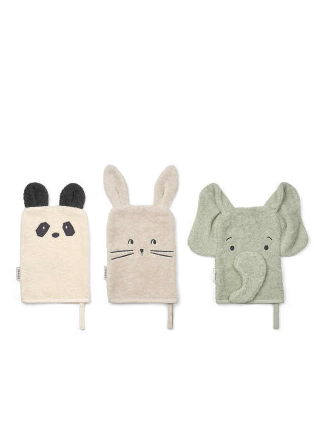 Sylvester Washcloth 3-pack - Dove blue mix - Liewood